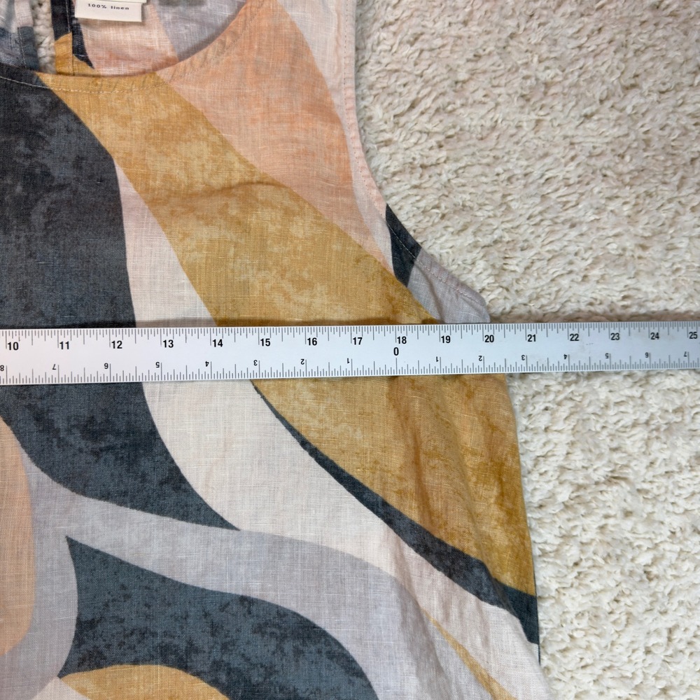 Rachel Zoe Linen Shift Dress Womens Large Multi Color Abstract Swirl Sleeveless - Picture 6 of 13